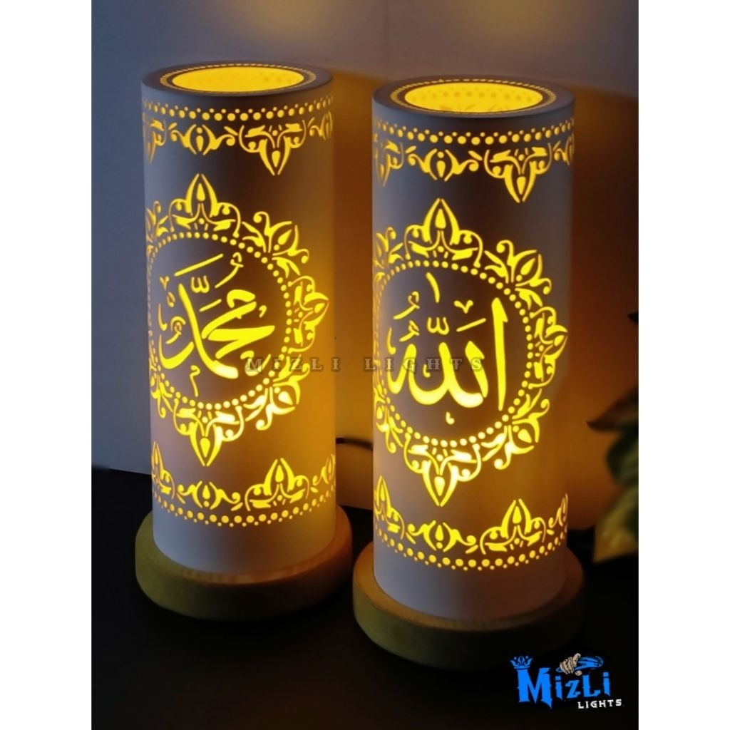 MizliLights Lampu Meja Islamic Ornament Lafadz Allah & Muhammad Led