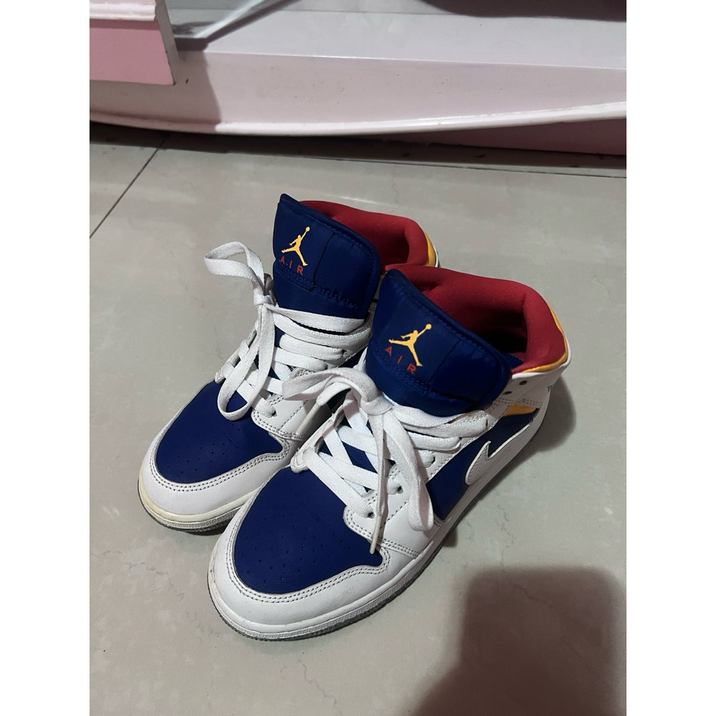PRELOVED NIKE SNEAKERS AIR JORDAN 1 MID WHITE LASER ORIGINAL