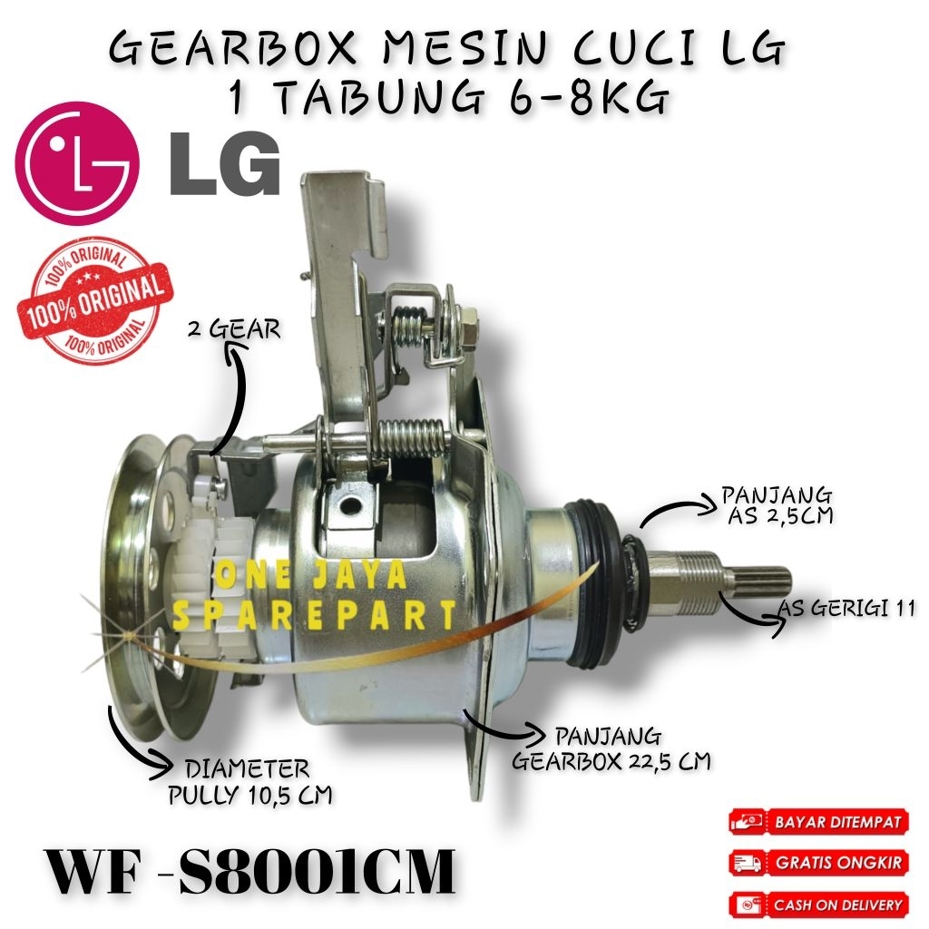 WF- S8001CM GEARBOX MESIN CUCI LG TURBO DRUM TYPE WF S8001CM KWALITAS PART / GEARBOX LG 1 TABUNG