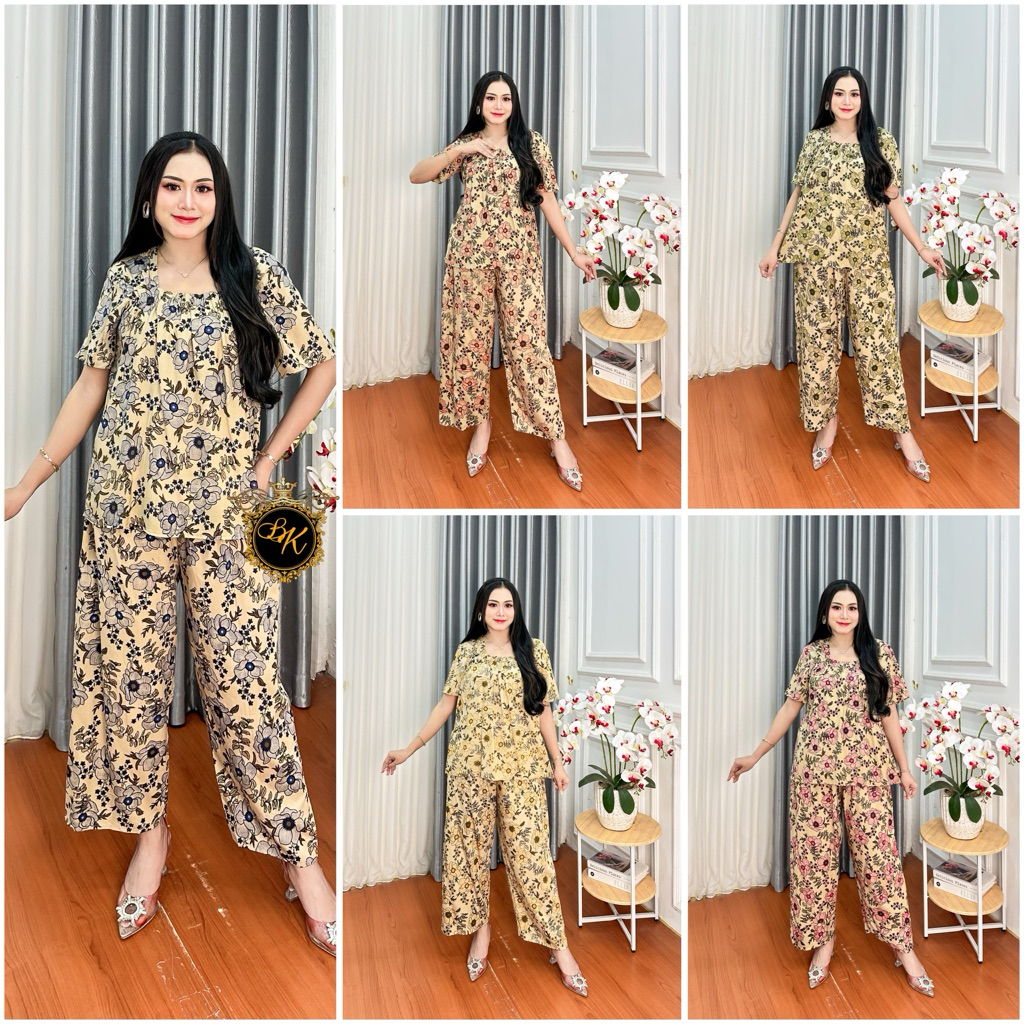 Terbaru Setelan Fuji Jumbo Ld 120| Setelan Jumbo Lengan Pendek |Setelan Celana Panjang Arab Renda| S