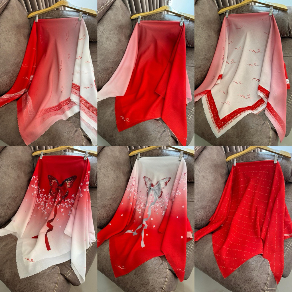 HIJAB SEGI EMPAT MERAH PUTIH / Hijab Segi Empat pita - hijab segi empat kupu - kupu - Kemerdekaan