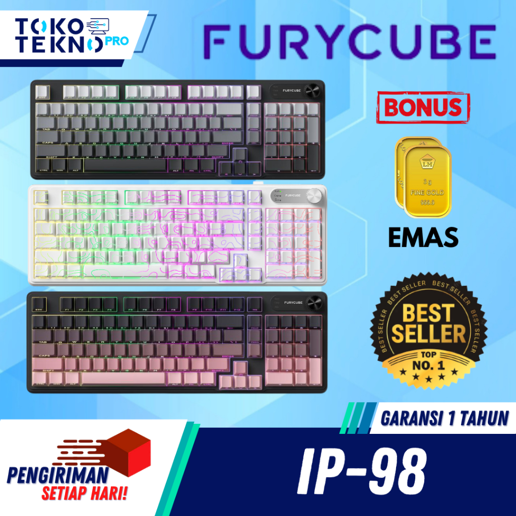 Furycube IP98 / IP-98 / IP 98 IP Feel Mechanical Keyboard Gaming Membrane South Facing RGB LED Gaske