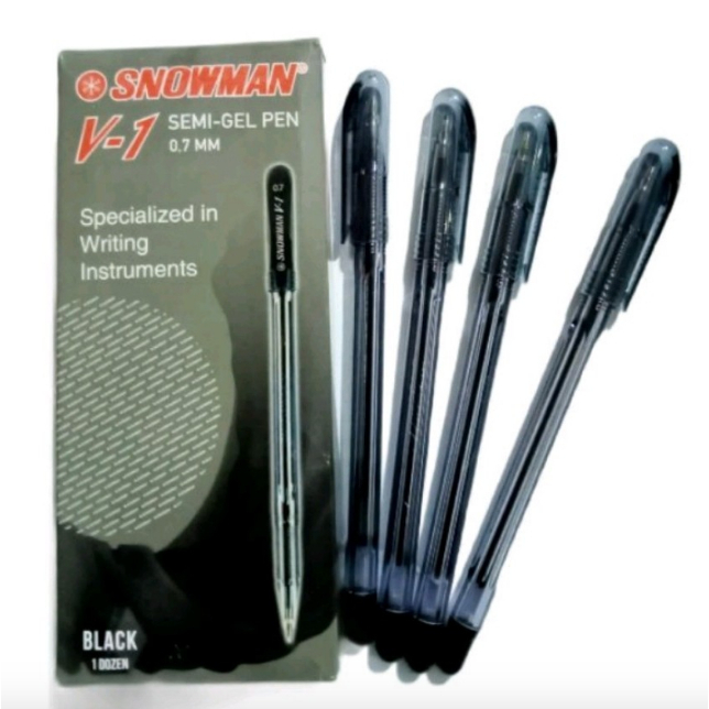 

Pulpen Snowman V-1 Semi Gen Pen 0,7mm tinta hitam (1 pack )