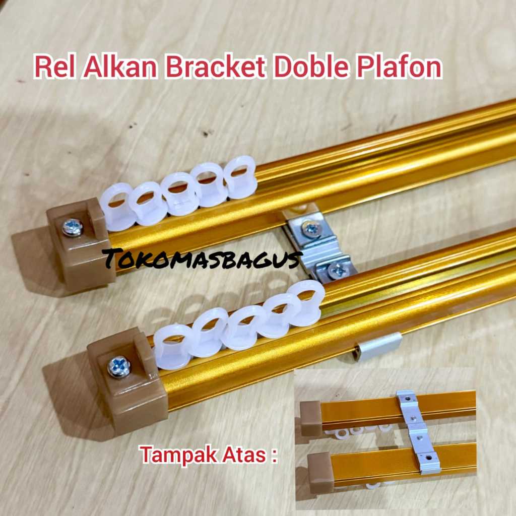Rel gorden plafond Double - Rel Hordeng Plafon Atas Ganda Oval - Batang Gorden Nempel Plafon - Rel A