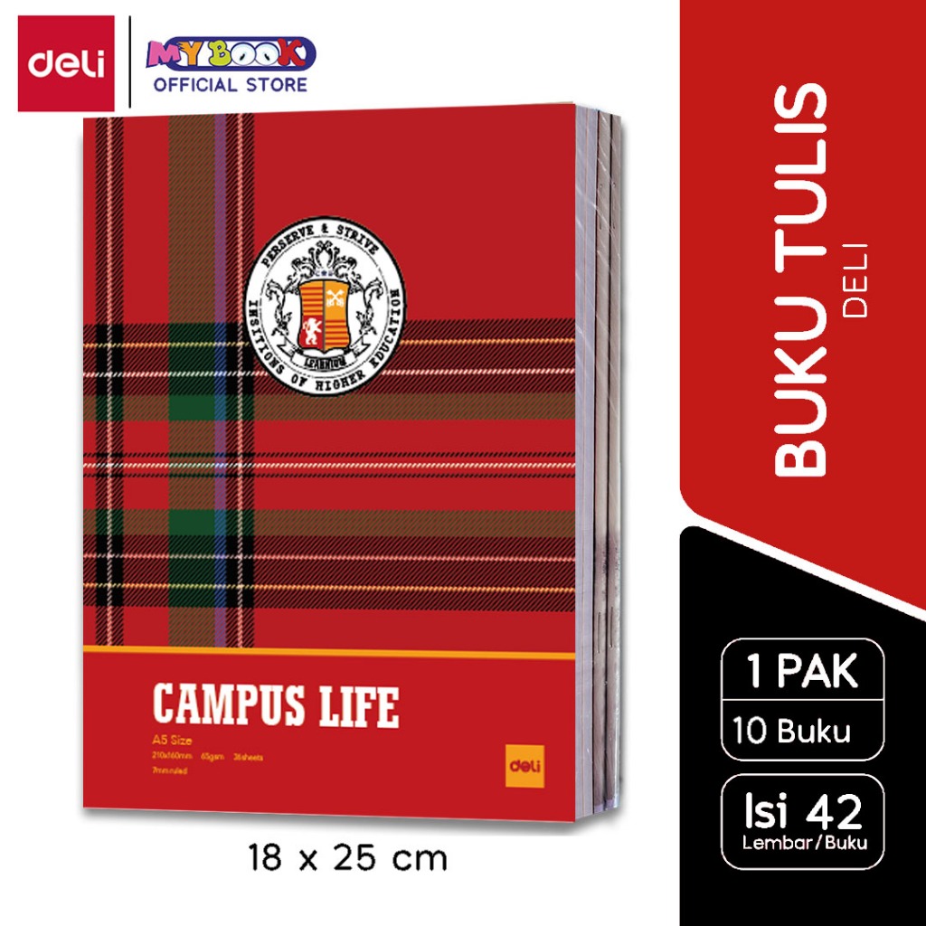 

Deli Buku Tulis Sekolah Panjang / Boxy B5 42 Lembar Campus Life - 10 buku (1 pak)
