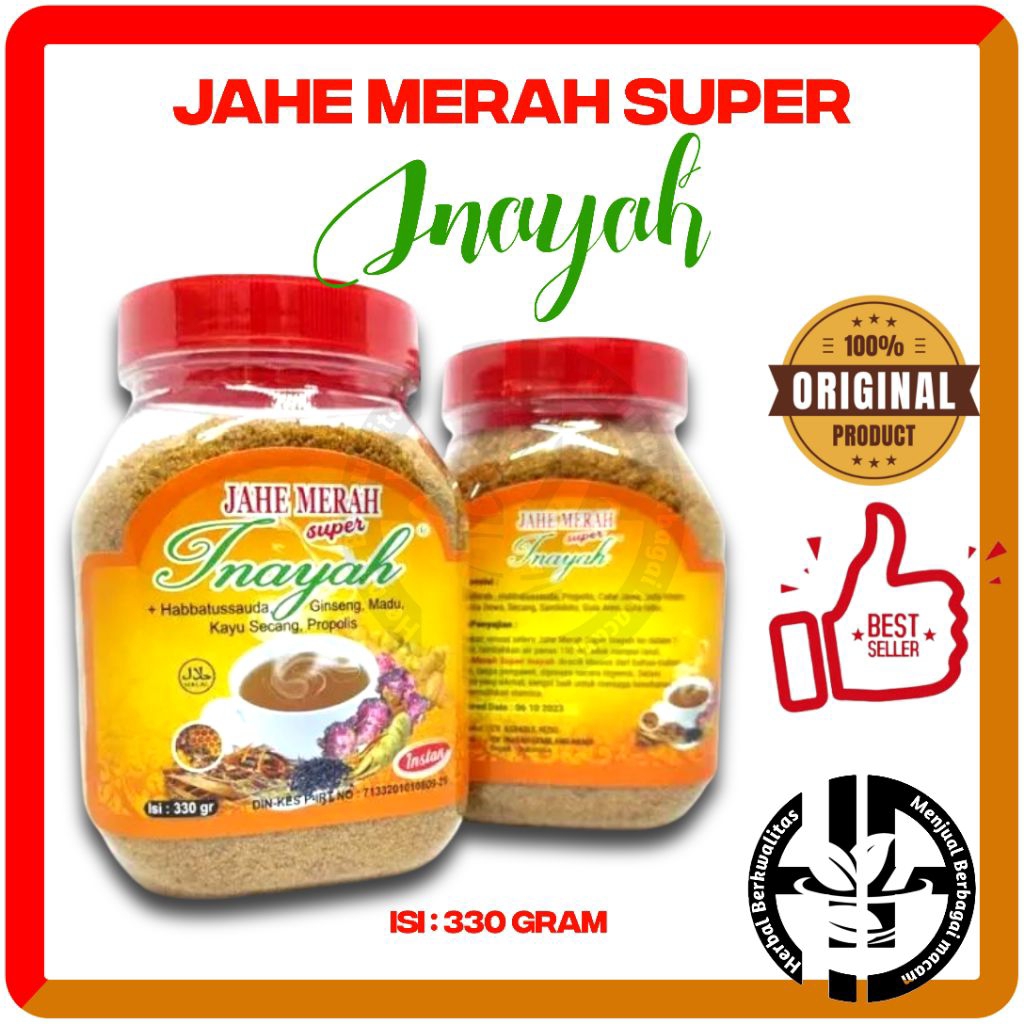 

Jahe Merah Super Plus Habbatussauda Inayah Instan 100% Original Isi 330 gram Toples