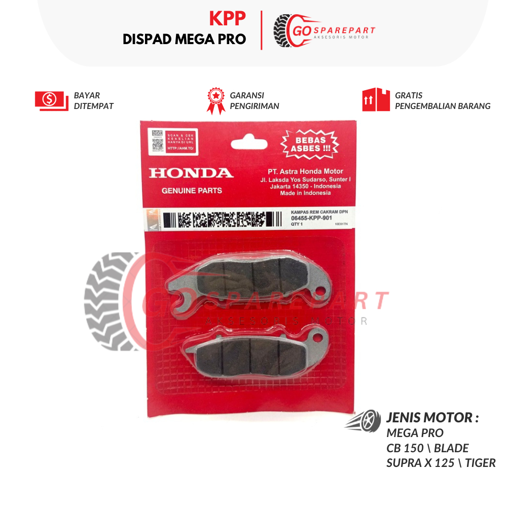 KPP DISPAD MOTOR HONDA MEGA PRO / KAMPAS REM DEPAN MOTOR CB150 / KAMPAS REM MOTOR SUPRA X 125 / BRAK