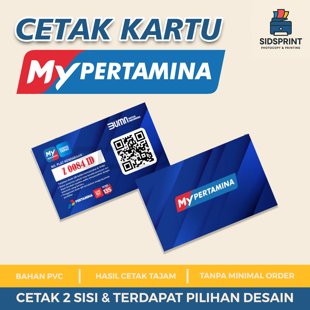 SidsPrint Cetak Kartu MyPertamina PVC Tebal – Bisa Barcode & QR Code