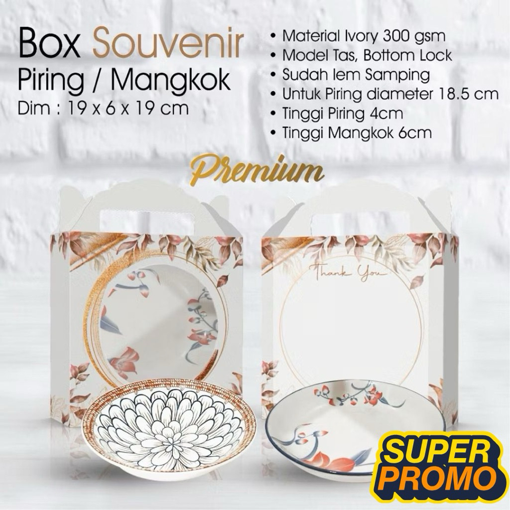 

Box Souvenir Piring/Mangkok Uk 19 x 6 x 19 cm Model Tas Button Lock (PROMO!!!)