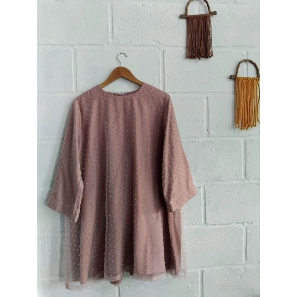 Produk Lokal Tunik Bigsize Dusty Pink Baju Pesta Undangan