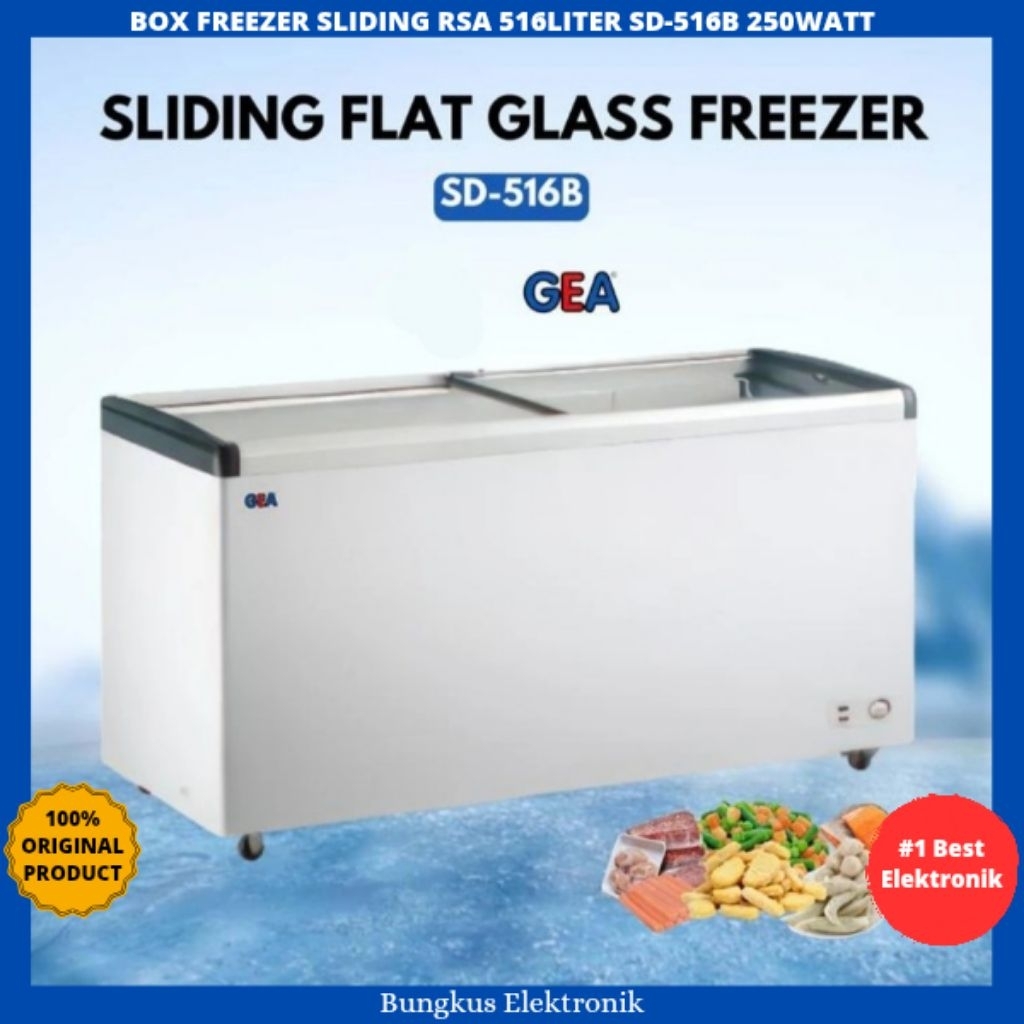 BOX FREEZER SLIDING GEA 500LITER SD-516B SLIDING FLAT GLASS GEA 500LITER