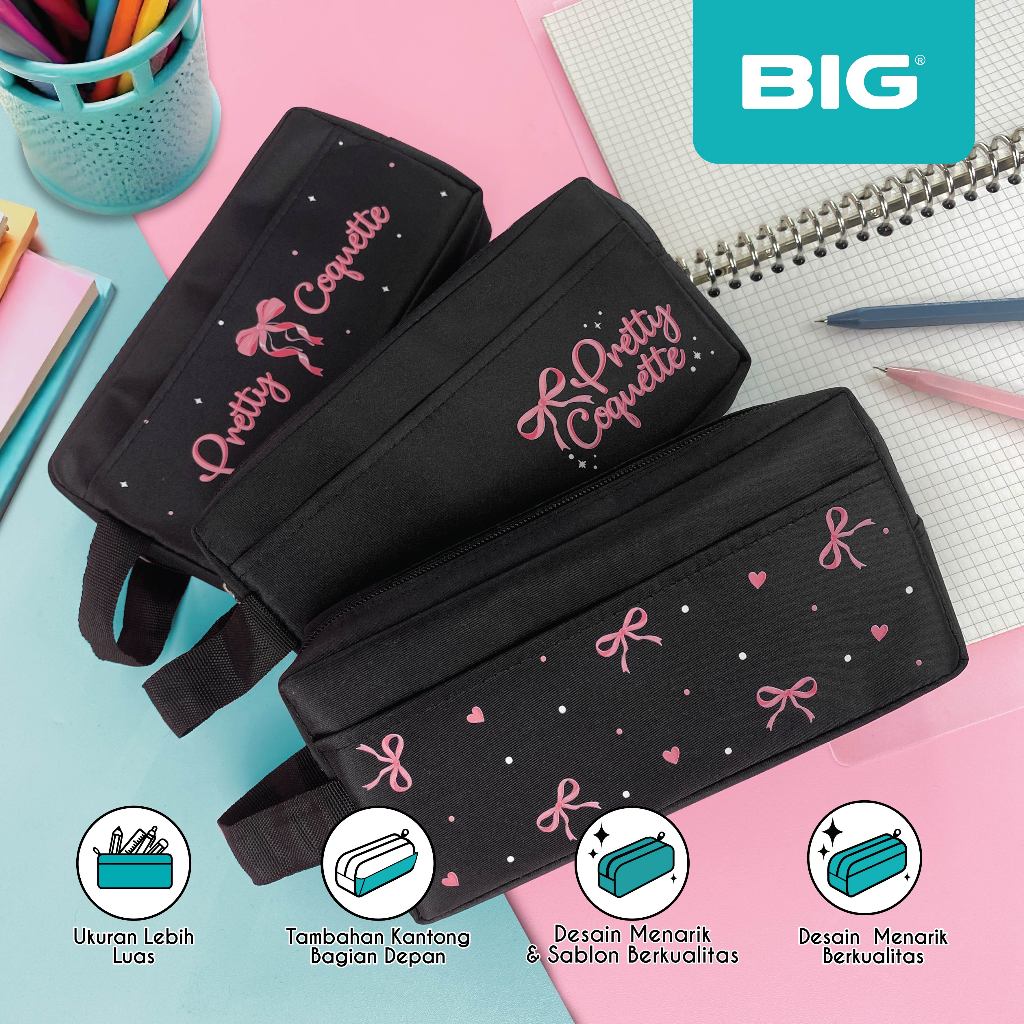 

BIG Tempat Pensil Kotak Pensil Model Coquette Pencil Case Jumbo Tepak Pensil Besar Tempat Alat Tulis Multifungsi PF-030