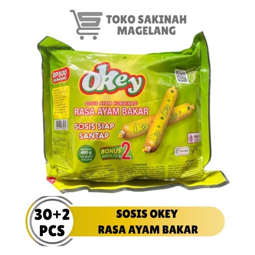 

sosis okey rasa ayam bakar 30pcs bonus 2 400gr sosis siap makan siap santap