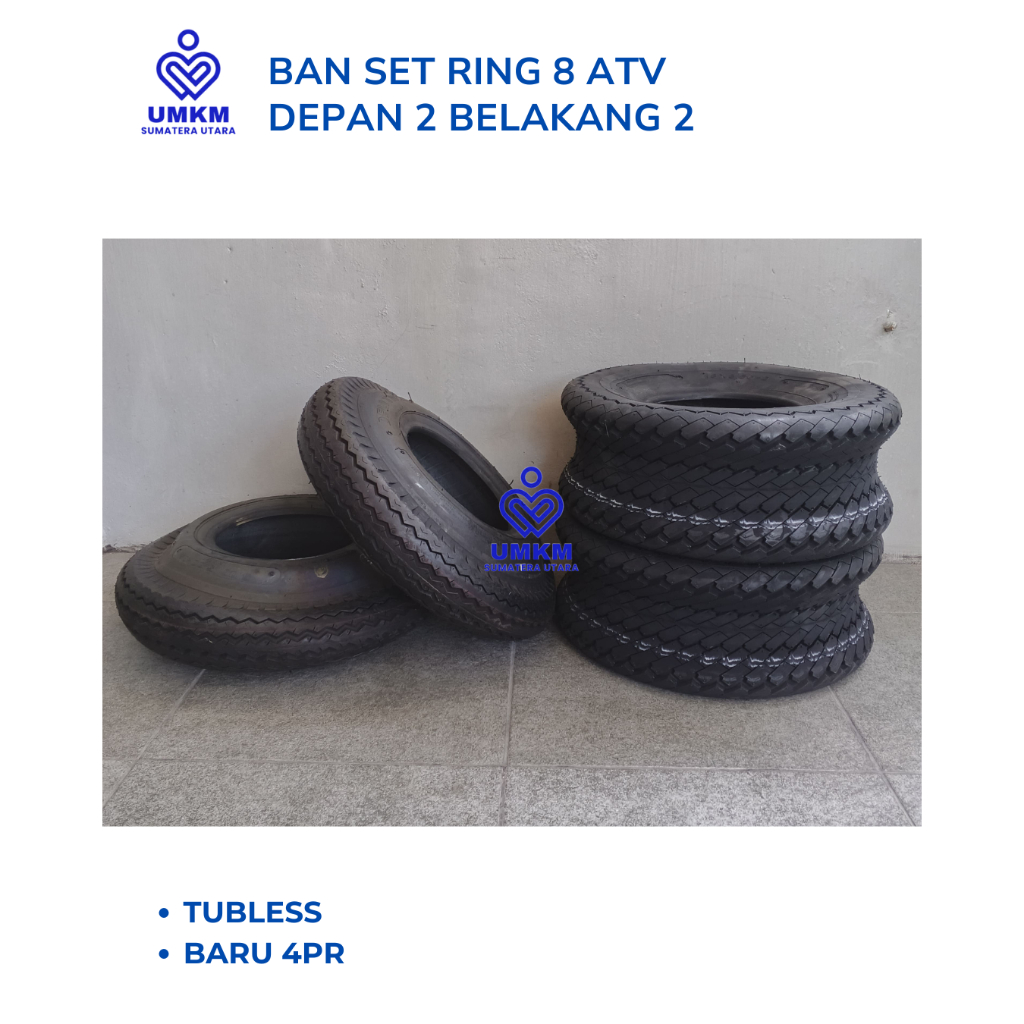 Ban Set 4 pcs 2 depan 2 belakang tubless uk Ban ring 8 / ban atv / Ban Gokart / Ban Buggy / Ban Fork