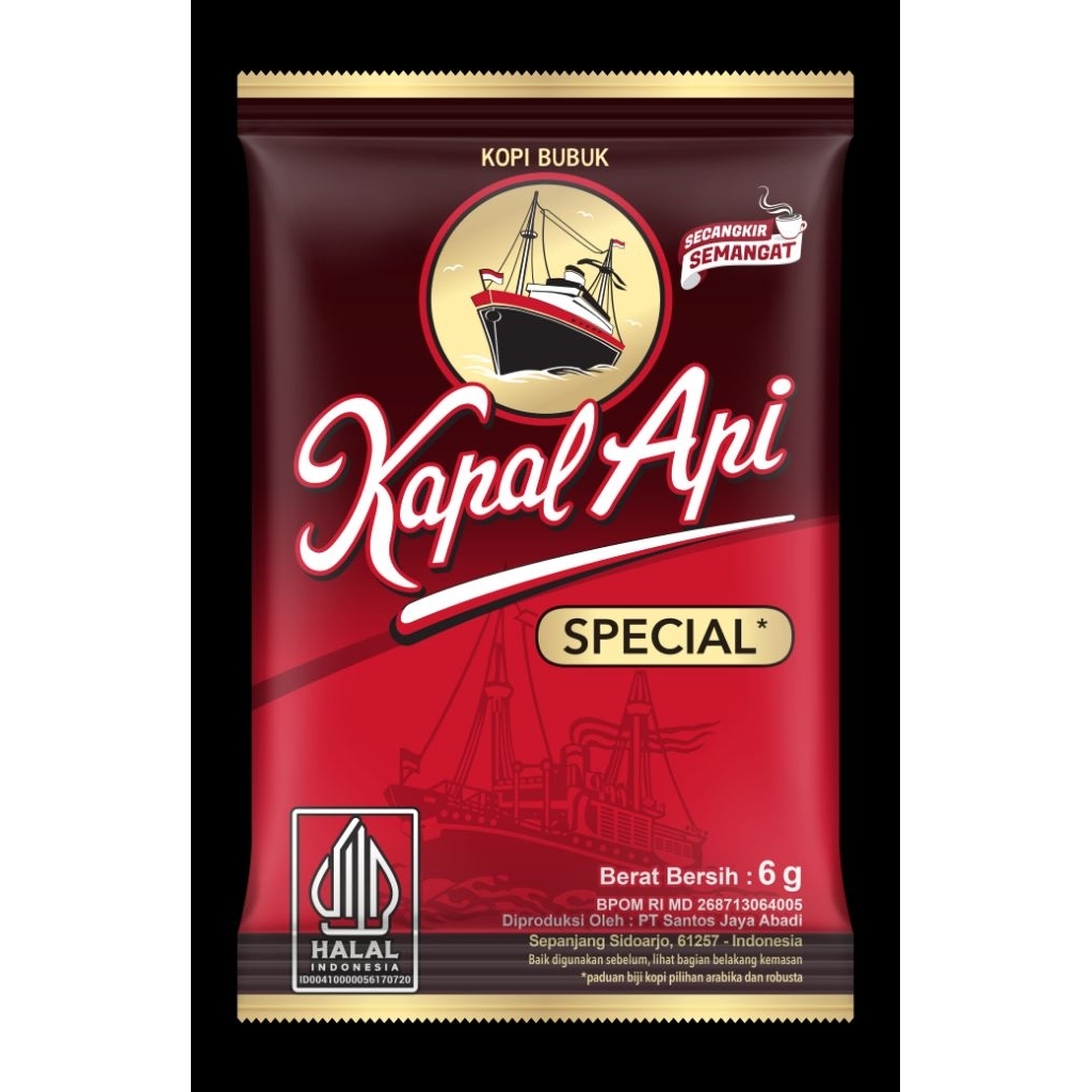 

KOPI KAPAL API SPECIAL 6g ukuran kecil - 1 Dus isi 200 Bks