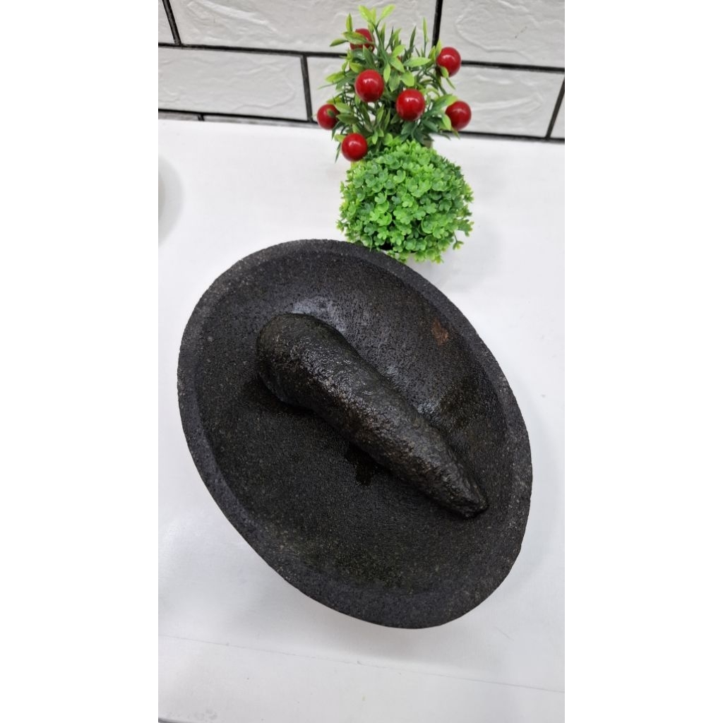 Cobek Layah Lemper oval asli batu