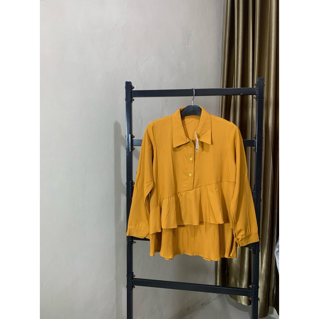 Blus Kuning Wanita Lengan Panjang/blouse polos/atasan polos/baju polos/baju mustard