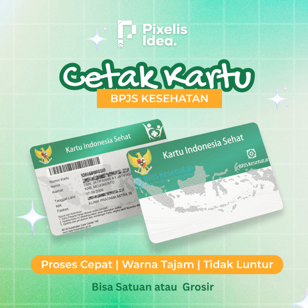 

[Pixelis.Idea] CETAK KARTU BPJS BAHAN PVC TINTA ANTI LUNTUR DAN HAIL TAJAM BISA SATUAN/GROSIR
