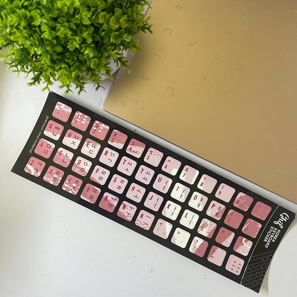 Stiker Sticker Keyboard Bahasa KOREA HANGUL Pink Premium Vinyl PC Komputer Laptop Notebook waterproo