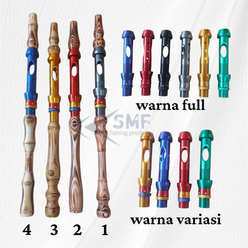 Gagang joran Kayu jati belanda + reel seat alumunium 16