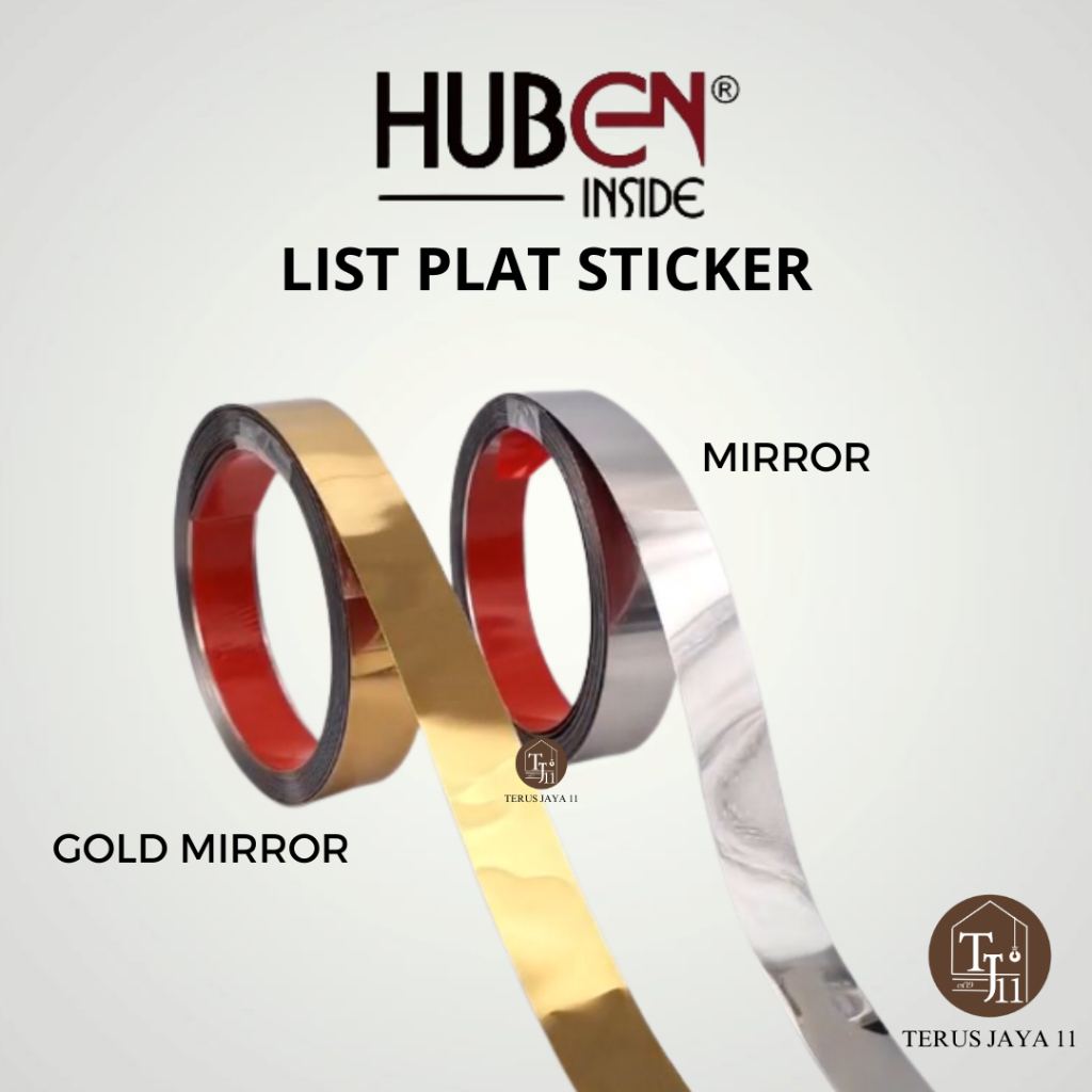 HUBEN List Plat STICKER Stainless Steel STIKER Ukuran 20, 30 Mirror / Gold Mirror