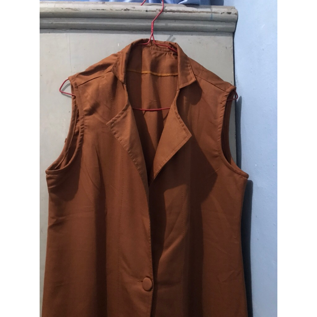 PL PRELOVED Outer Panjang Tanpa Lengan Wanita | Outerwear Rompi Muslimah Polos