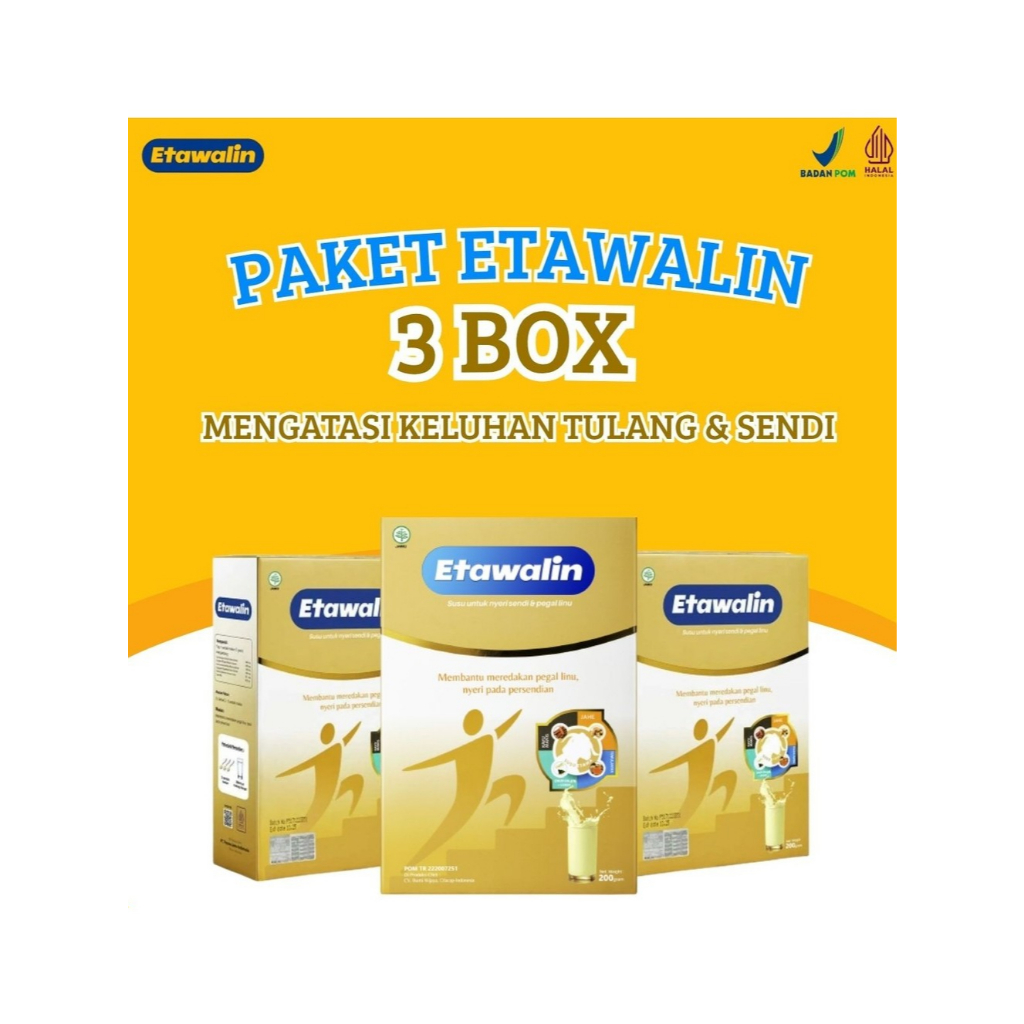 

ETAWALIN SUSU PAKET 3 BOX UNTUK MENGATASI PEGAL LINU ASAM URAT DAN PERSENDIAN