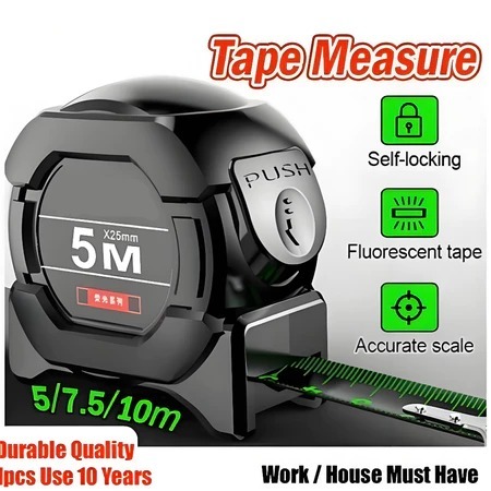 

TERBARU! Meteran Penggaris Neon Berteknologi Hitam Meteran Anti Karat dengan Pita Pengukur Impor Menebal Penggaris Meteran Tukang