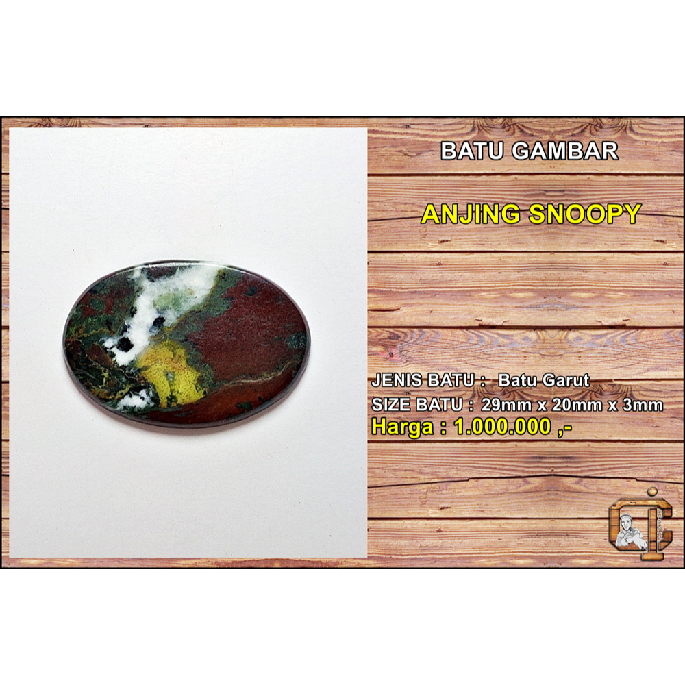 Batu gambar anjing snoopy asli alami.