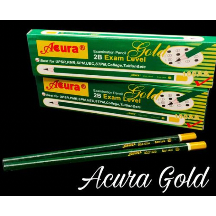 

Pensil Ujian 2B Acura Gold 100AA (12 Pcs) - Pensil Kayu untuk Komputer, Tulis, Menggambar, Sketsa