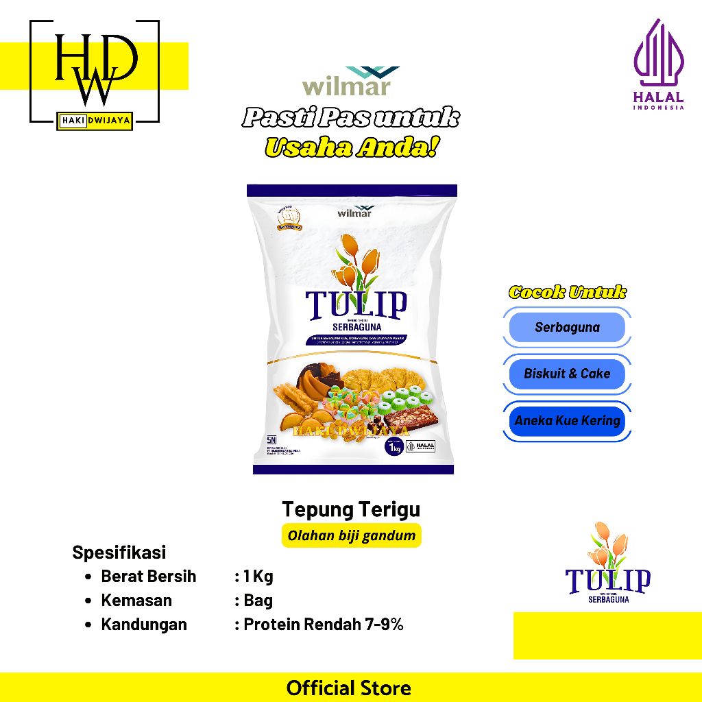 

[1kg] Tulip Tepung Terigu Protein Sedang Serbaguna Cocok untuk Kue, Gorengan & Makanan Harian