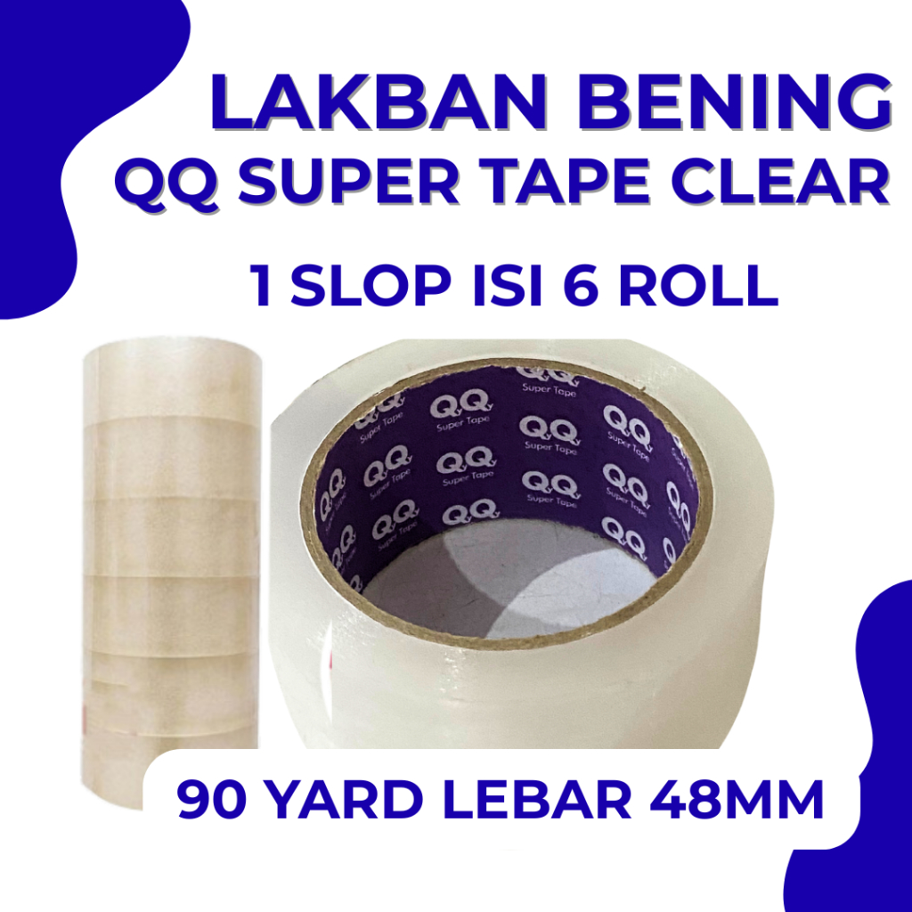 

QQ SUPER TAPE CLEAR 1 SLOP ISI 6 ROLL 90 YARD LEBAR 48 MM LAKBAN BENING PACKING