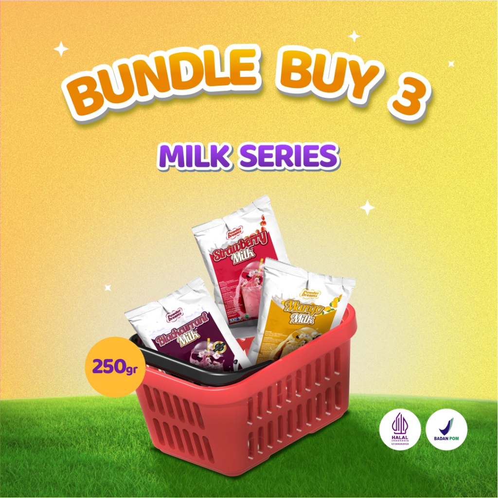 

Powder Dreams - Paket Usaha Lebih Hemat Bundle 3 Varian Milk Series 250 gr + BONUS RESEP
