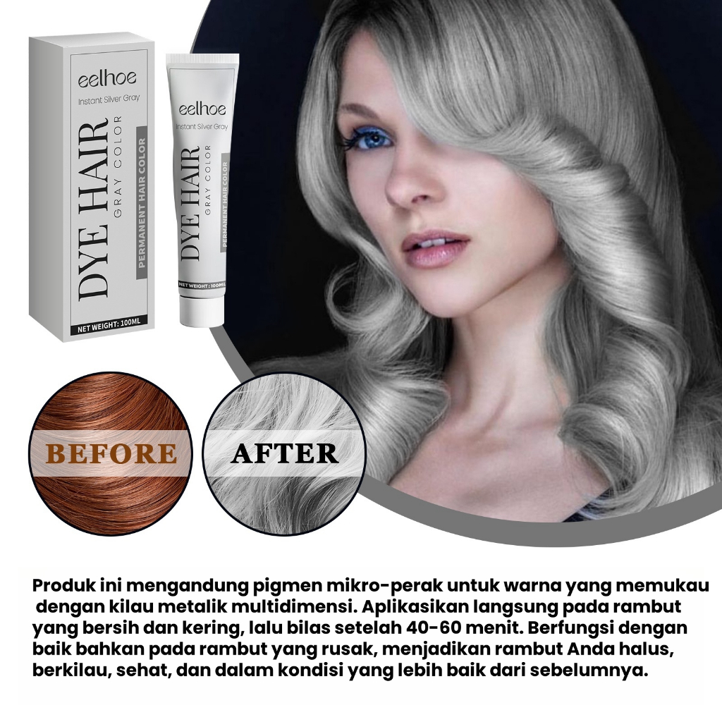 Cat Rambut Abu abu Perak Pewarna Rambut Alami Silver Gray Hair Color Tanpa Merusak Rambut Anda