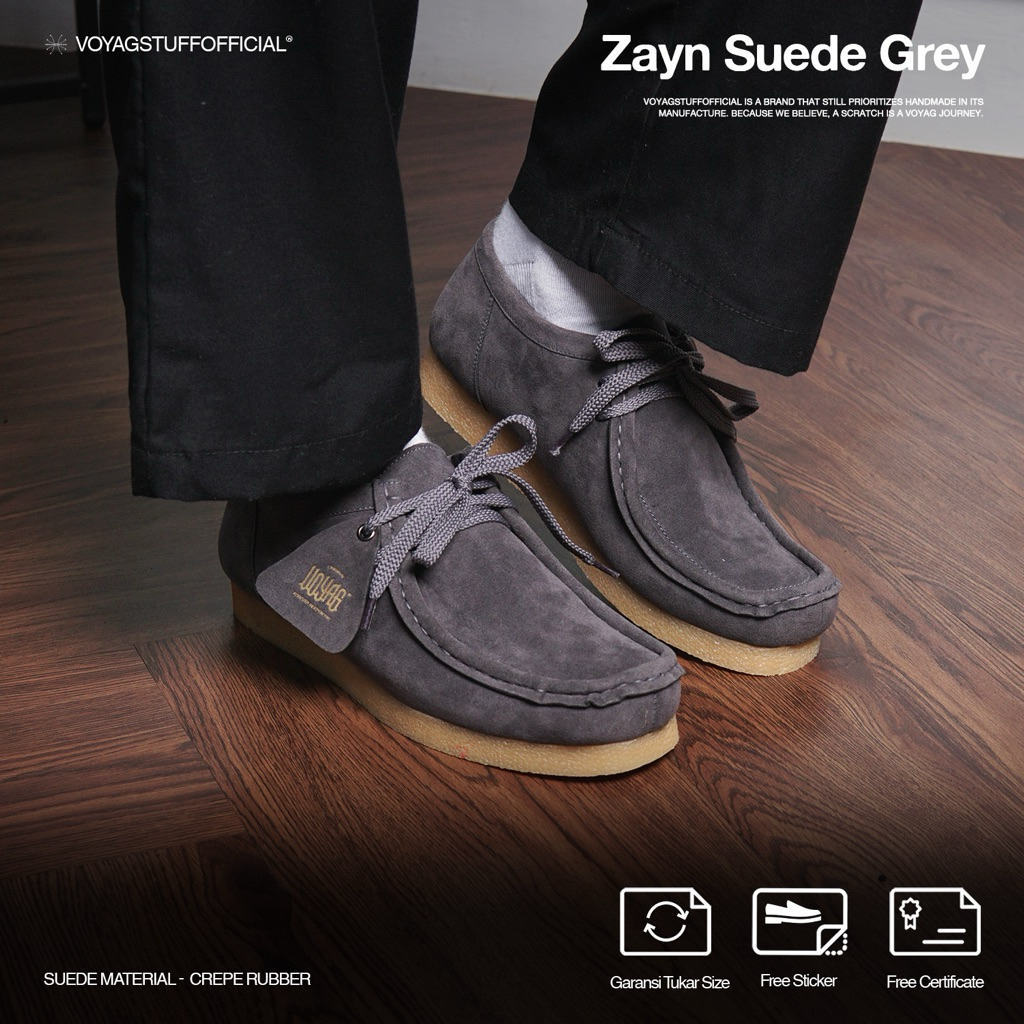 Voyagstuffofficial - Zayn Suede Grey Boots Pria
