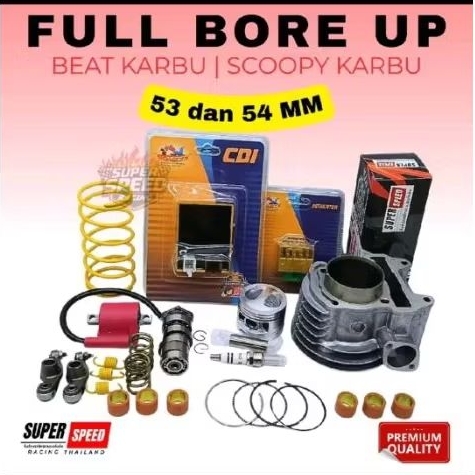 Paket Super Hemat Turun Mesin Blok Seher Bore up 53 mm & 54 mm  Beat/Scoopy Karbu KVY  130cc, item S