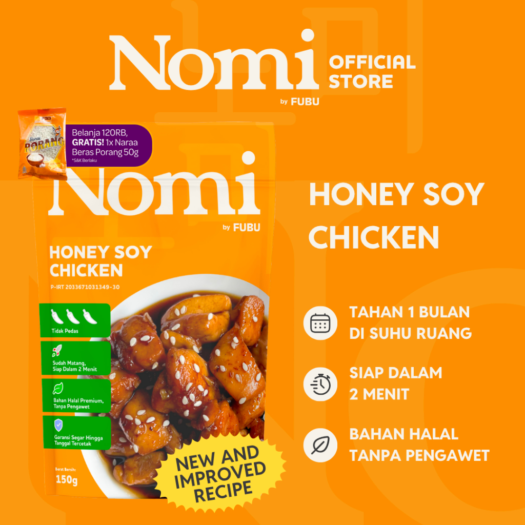 

NOMI by FUBU Honey Soy Chicken - Ayam Kecap Madu khas Korea - Makanan Instant Siap Saji Lauk Instan