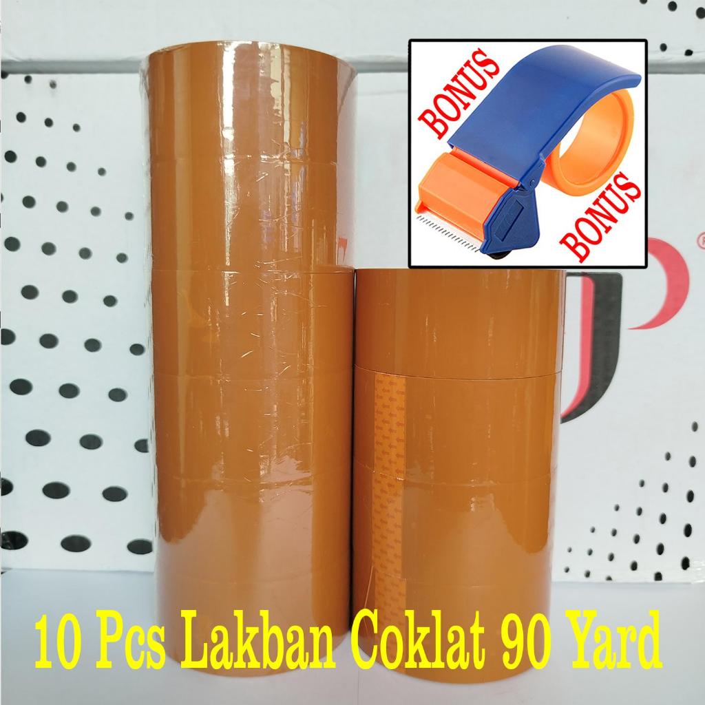 

[Bonus Dispenser Lakban] 10 PCS Lakban Coklat Ekonomis 45 x 90 yard - Jago Pack Indonesia