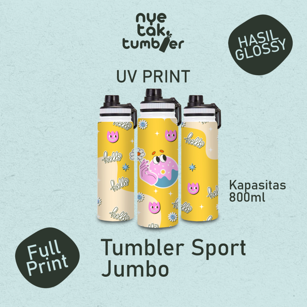 TUMBLER  SPORT JUMBO 800ml CUSTOM FULL NAMA, PERUSAHAAN, EVENT