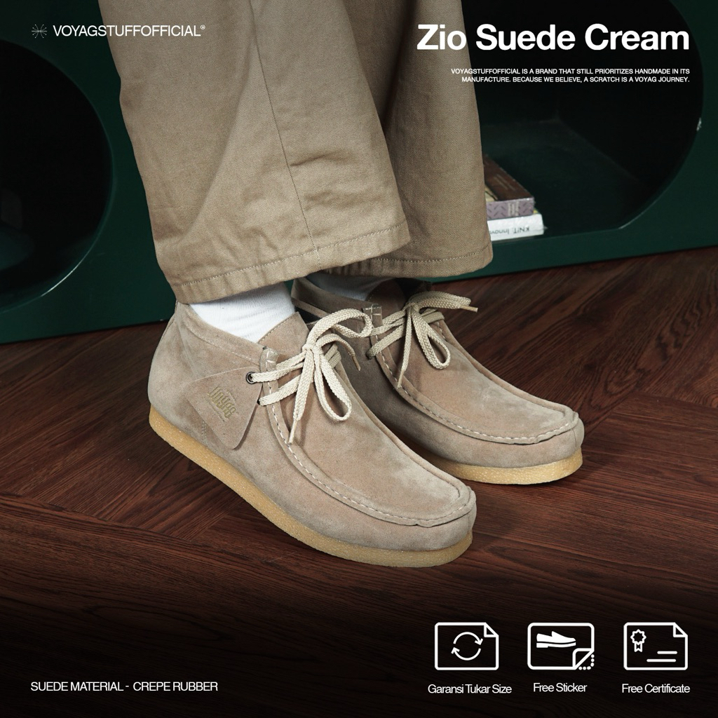 Voyagstuffofficial - Zio Suede Cream Boots Pria