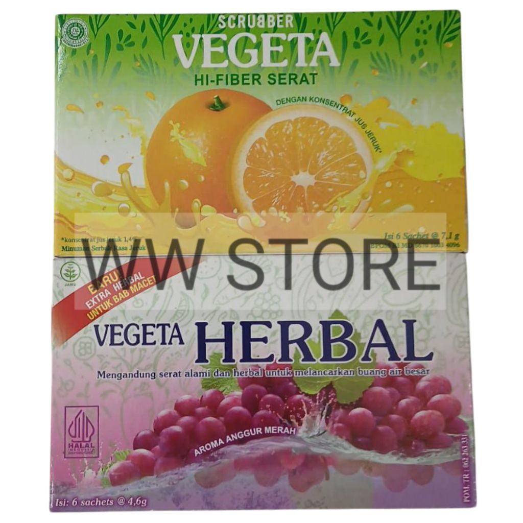

Minuman serbuk halal MUI rasa jeruk SCRUBBER VEGETA HI - FIBER SERAT / HERBAL aroma anggur isi 6 sachet