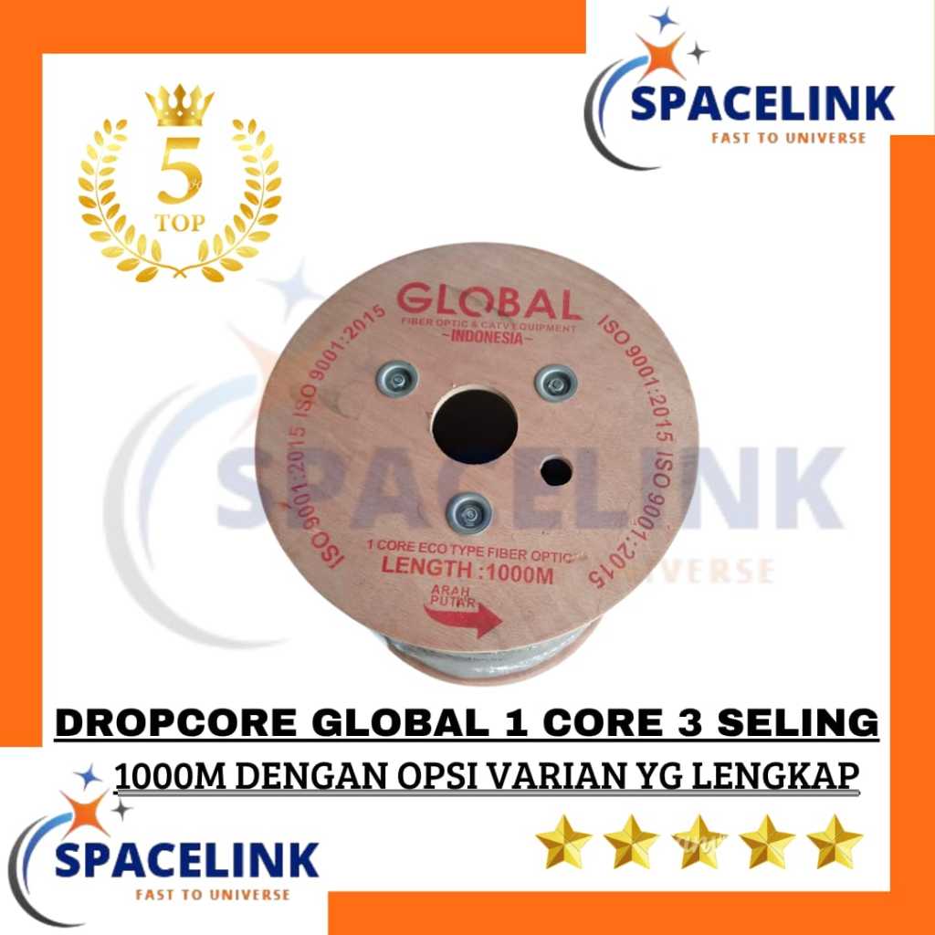 GLOBAL, FTTH Dropcore Drop core 1 core, 2 core, dan 4 core 3Seling 1000 meter FO - SPecial Type