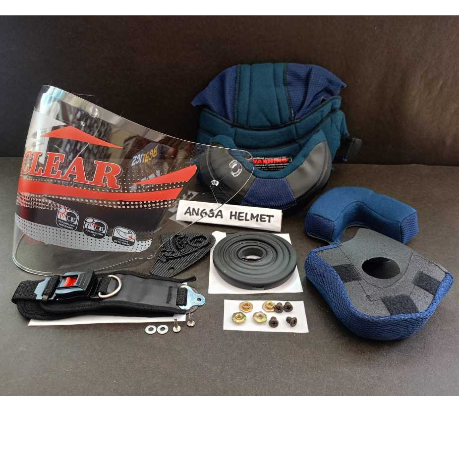 PAKET FLAT INK CENTRO. Kaca Helm FLAT + Busa Helm INK CENTRO + Tali Helm + Baut & NUT + LIS KARET