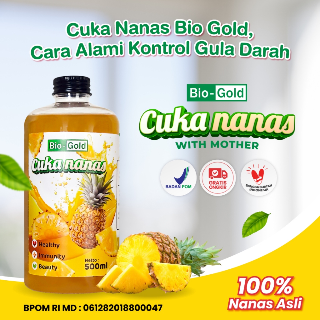 

Cuka Nanas Bio Gold Asli Obat Herbal Diabetes Gula Darah 500ml