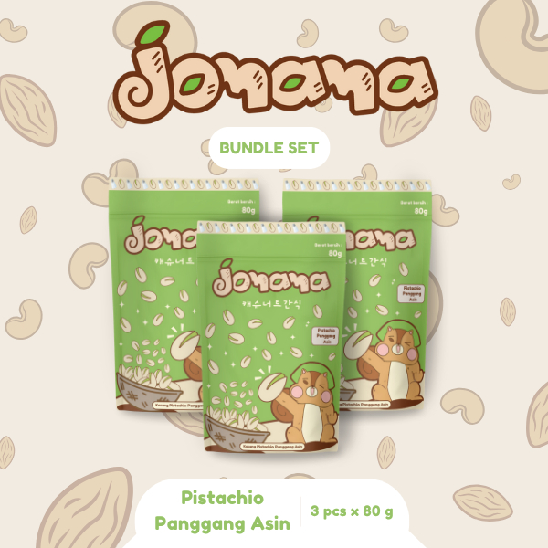 

Jomama - BUNDLE 3pcs Kacang Mede Rasa Pistachio Panggang Asin 80gr Snack Cemilan Jajanan
