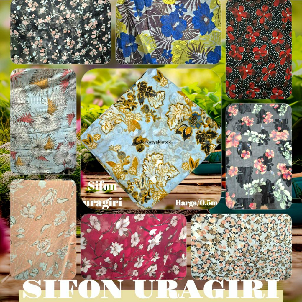 Kain sifon uragiri premium motif bunga - kain sifon rubiah motif kembang - kain sifon motif kembang 