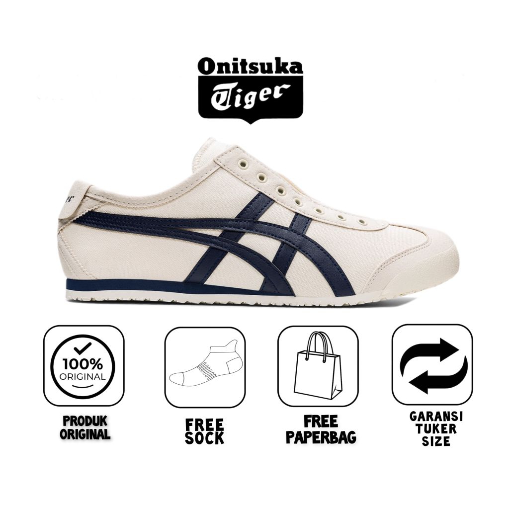 SEPATU ONITSUKA TIGER MEXICO 66 SLIP ON MIDNIGHT ORIGINAL INDO // Free paperbag & kaoskaki