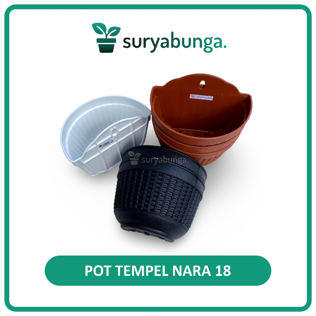 Pot Dinding Nara ukuran 18 Warna Hitam Putih Merah | Pot Tempel Anyam CJP Ukuran 18