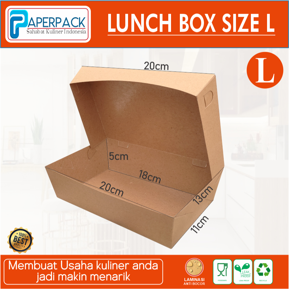 Craft Lunch Box Size L 290 Laminasi Kotak Makan Kemasan Nasi Ayam Geprek Grosir Laminasi Premium