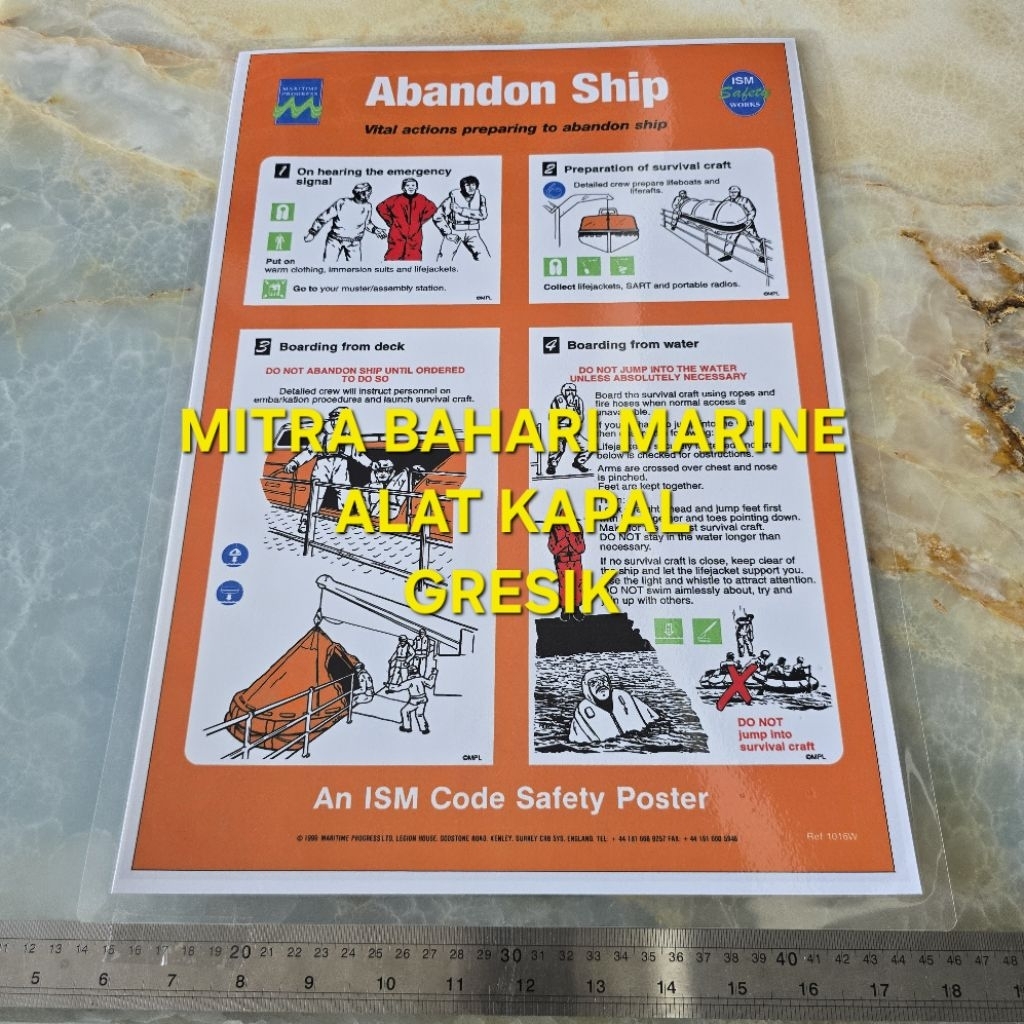 

Poster IMO Symbol IMPA 331516 Abandon Ship Ukuran 480x330mm / A3+